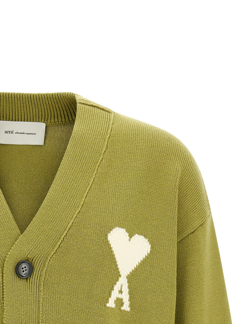 Ami Paris - ami de coeur v neck knit cardigan