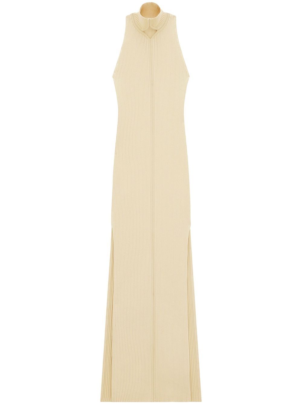 Col diamanterai rib knit-dress - Neutrals
