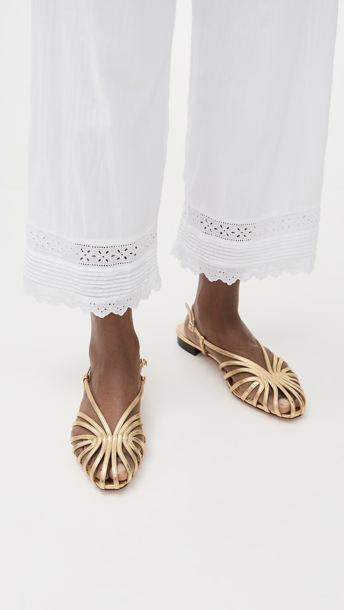 Devon Lattice Slingback Sandals Gold