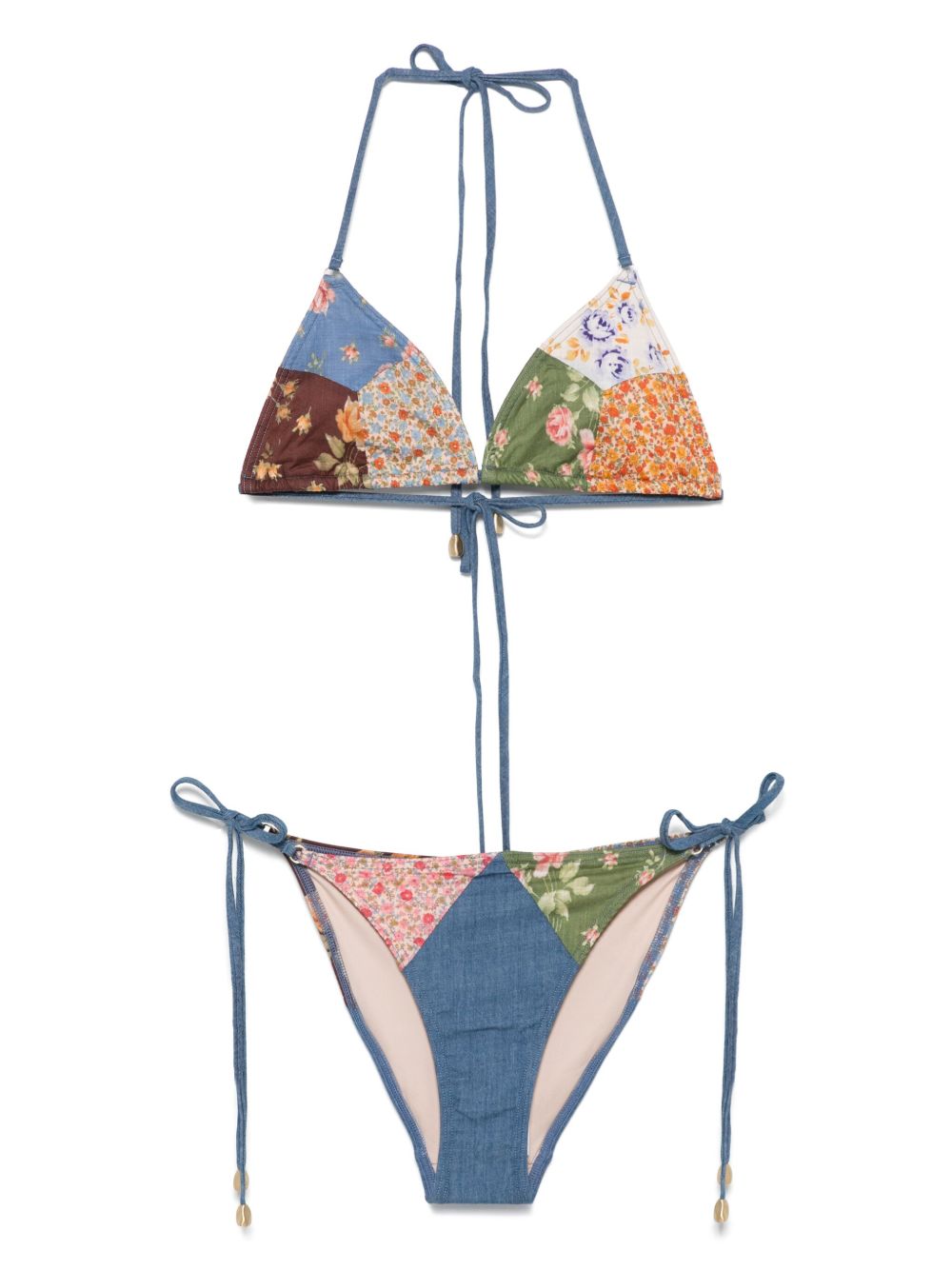 Patchwork Print Bikini Set