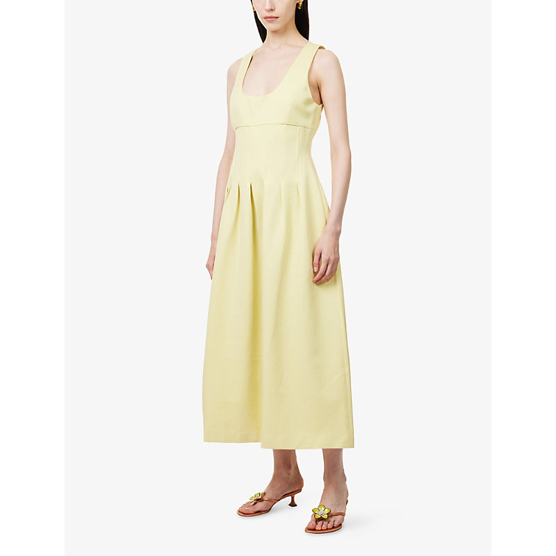 Womens Cinched Cotton-Blend Midi Dress