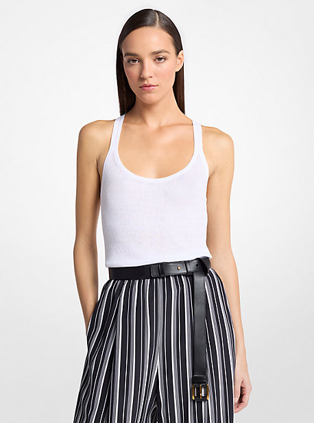 Ribbed Superfine Linen and Cotton Tank Top