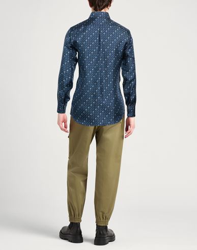 Martini Man Shirt Blue Size 15 Silk
