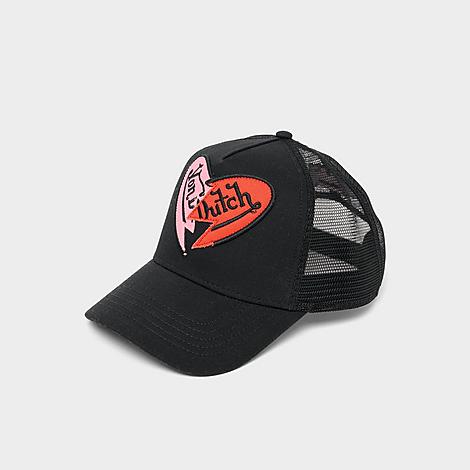 Broken Heart Trucker Hat in Black/Pink
