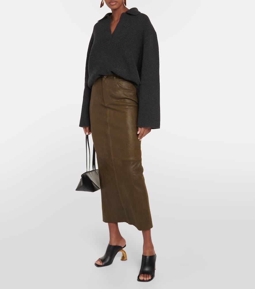 Beth leather midi skirt
