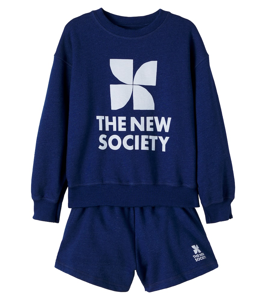 Logo cotton sweatshirt and shorts set