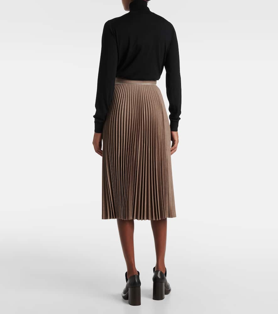 Pleated wool midi skirt