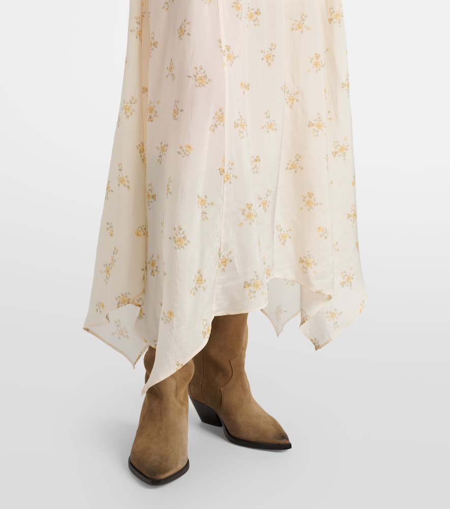 Printed smocked maxi dress
