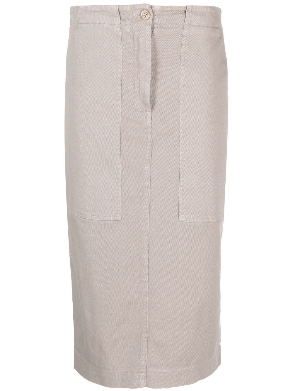 High-waisted cotton-blend skirt - Grey