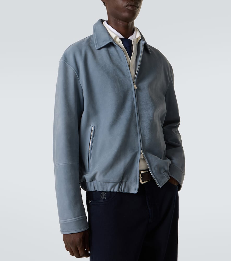 Leather blouson jacket