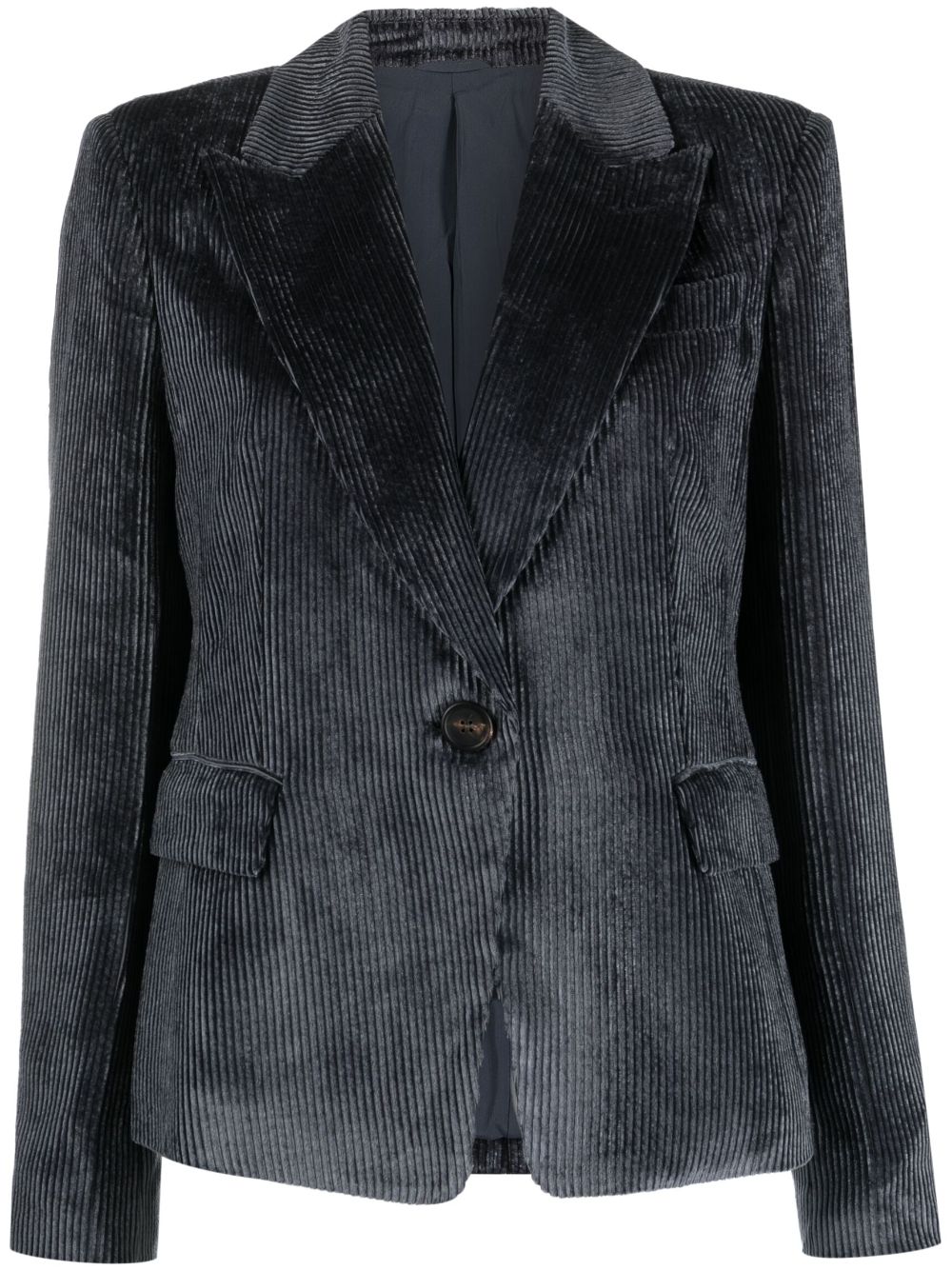 Corduroy single-breasted blazer - Blue