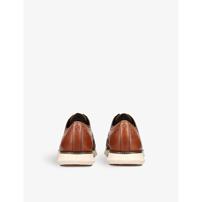 Mens Tan ZerØgrand Wingtip Leather Oxford Shoes 8
