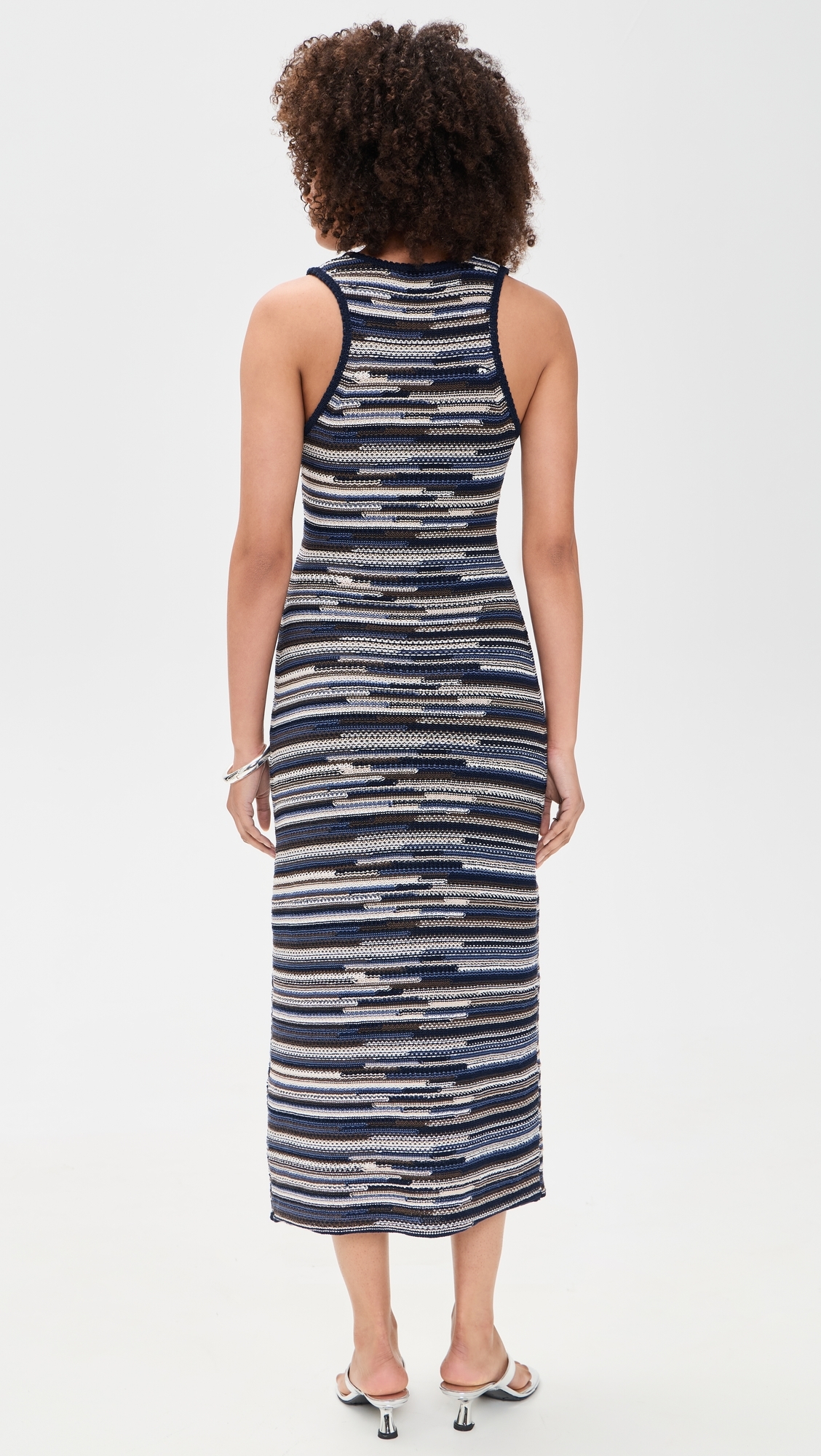 Zinah Knit Dress In Linen Dry Rib Navy Multi
