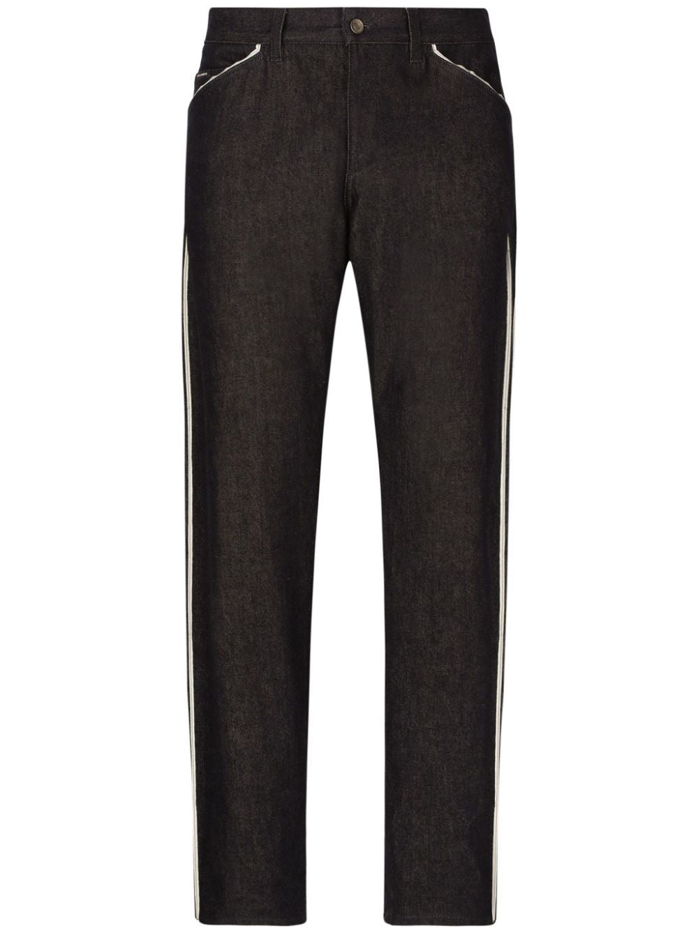 Piped Straight-leg Jeans