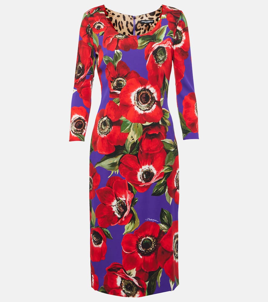 Floral silk-blend midi dress