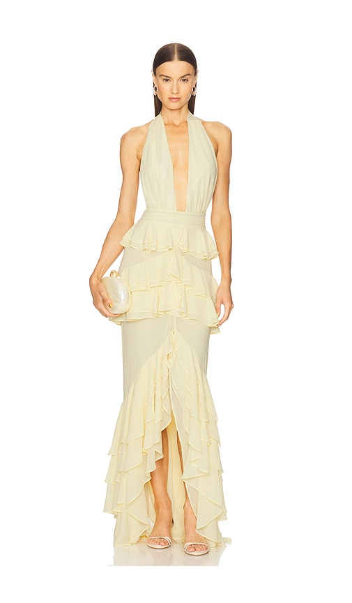 Michael Costello x REVOLVE Clara Bow Gown in Lemon.  XS. Also in