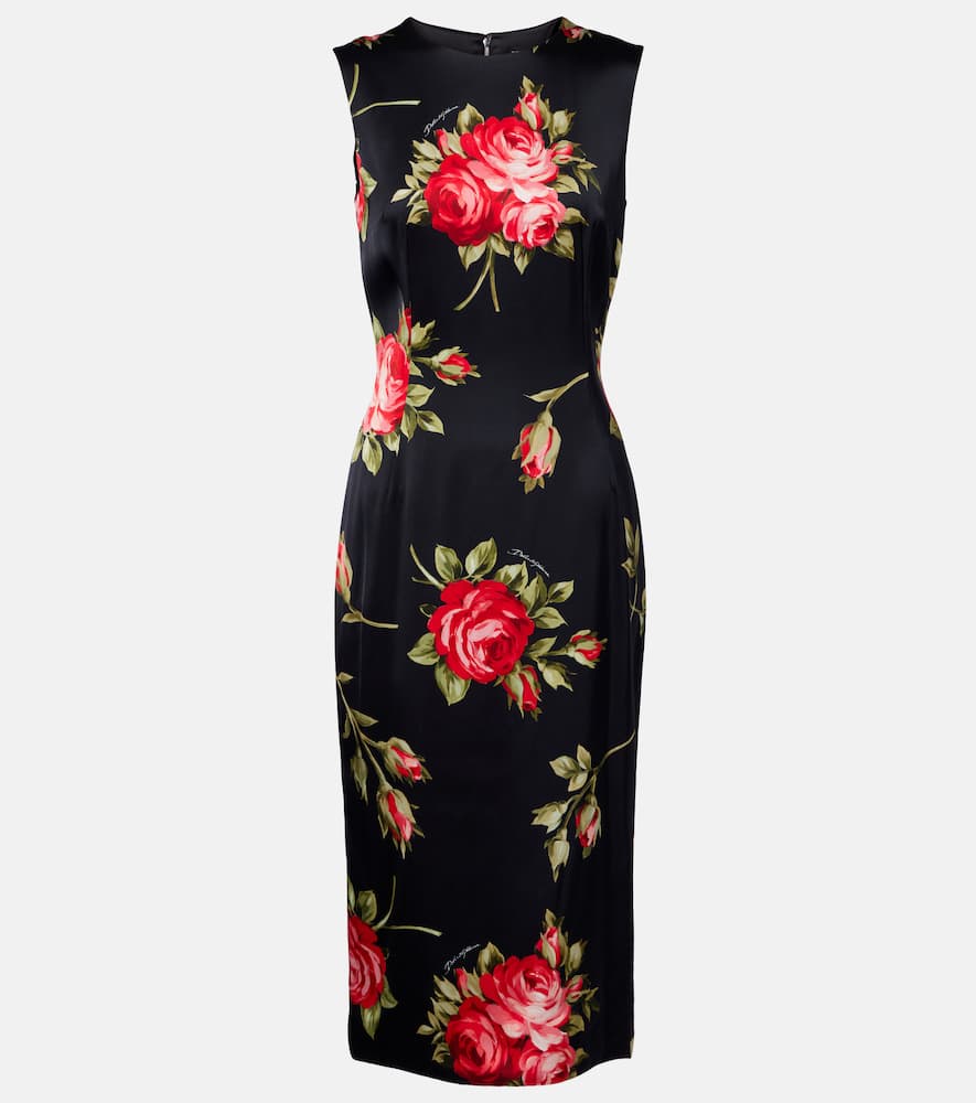 Floral satin midi dress