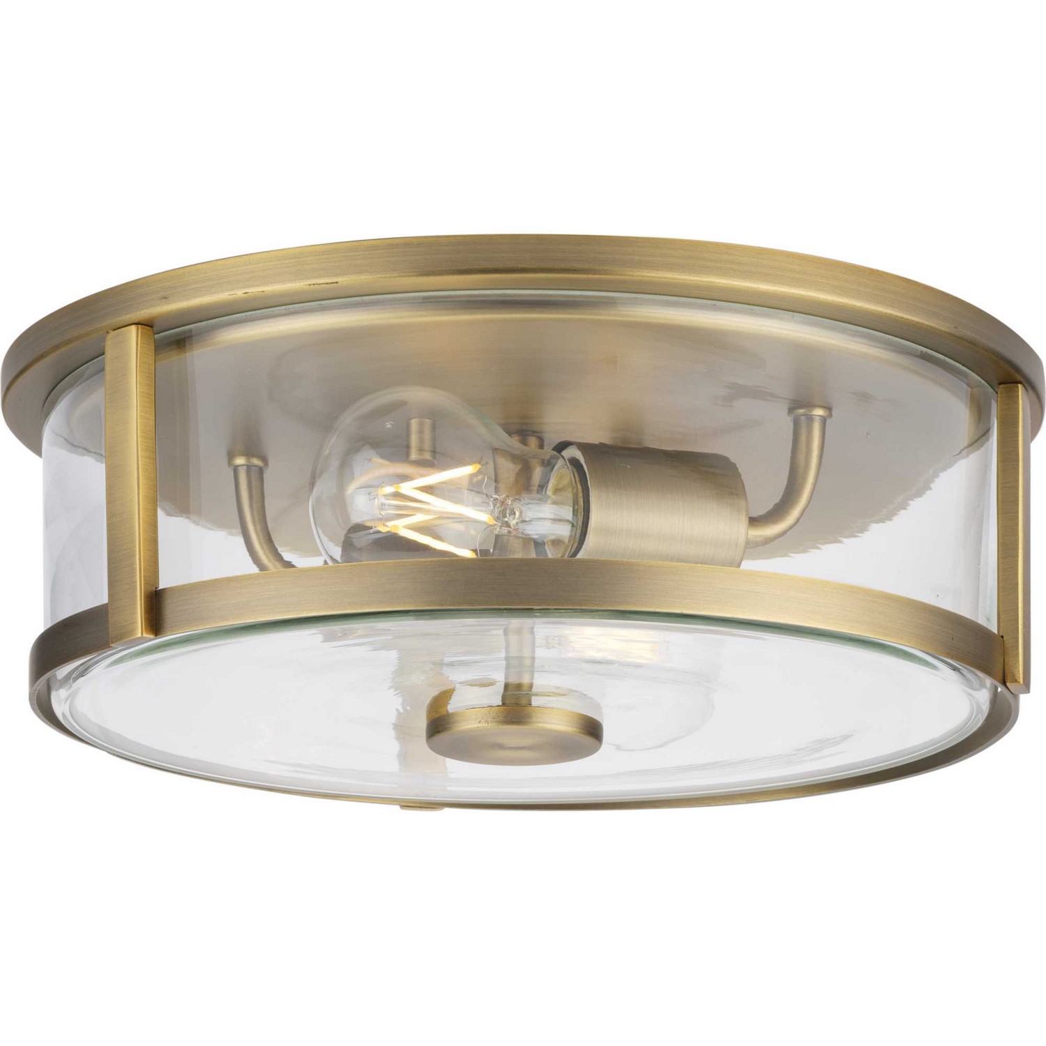 Vintage Brass Two Light Flush Mount from the Gilliam Collection