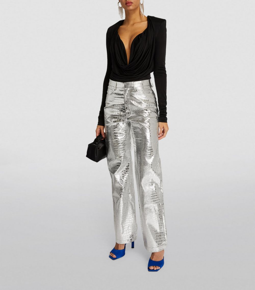 로테이트 비르커 크리스텐슨 여성 Croc Embossed Wide-Leg Trousers