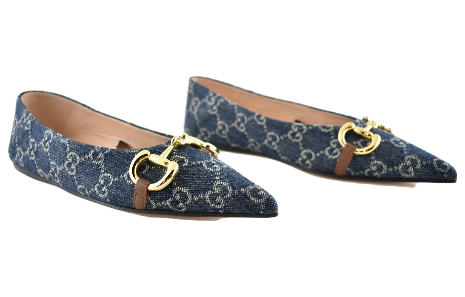 (WMNS) Denim Ballet Flat With Horsebit 'Blue'