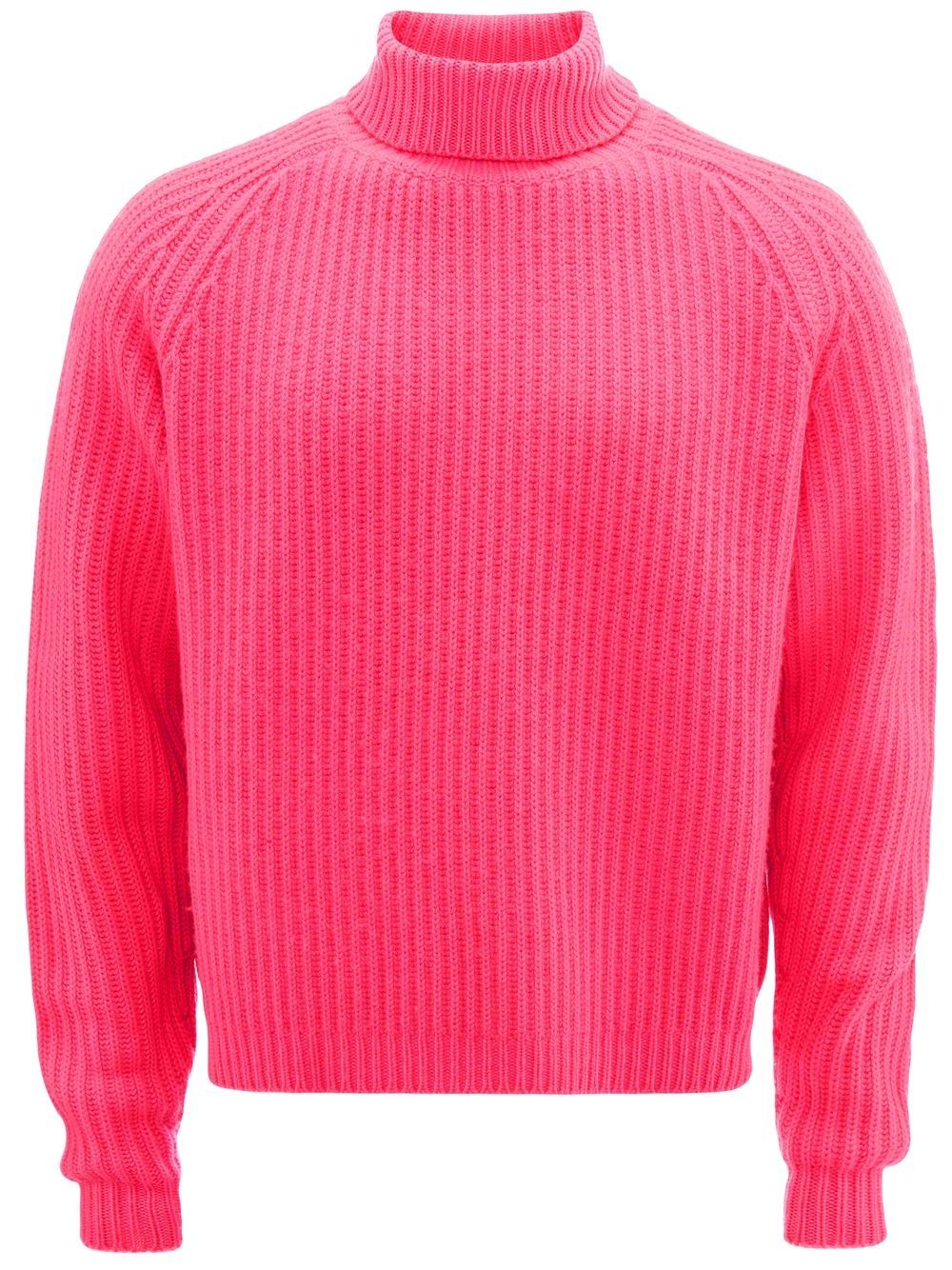 Ribbed-knit high-neck jumper - Pink