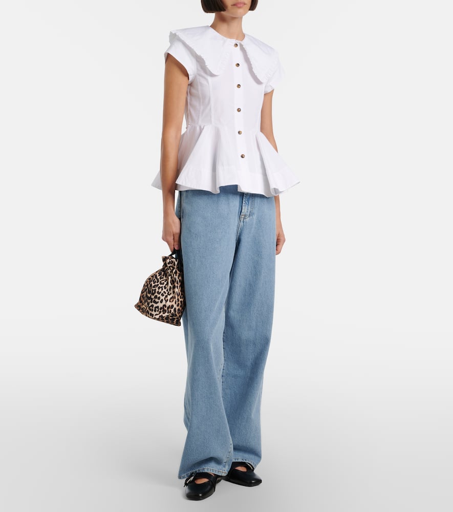 Ruffled cotton-blend shirt