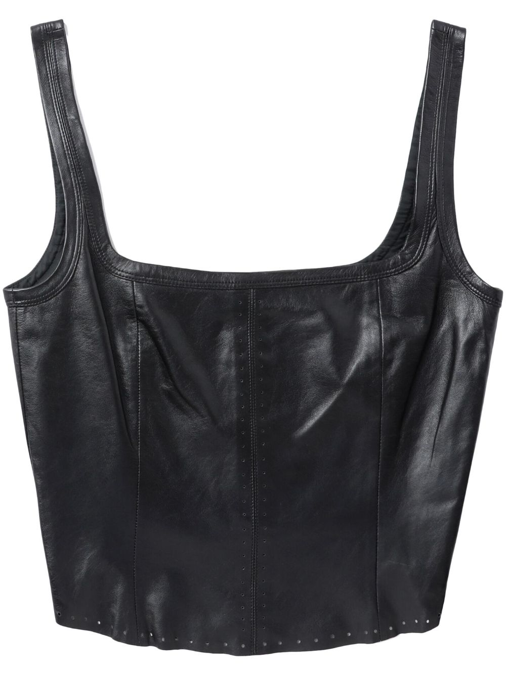 Leather sleeveless corset top - Black