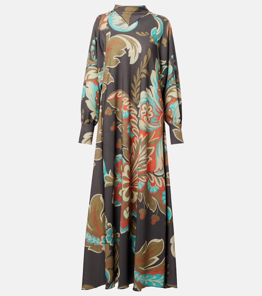 Printed asymmetric maxi dress