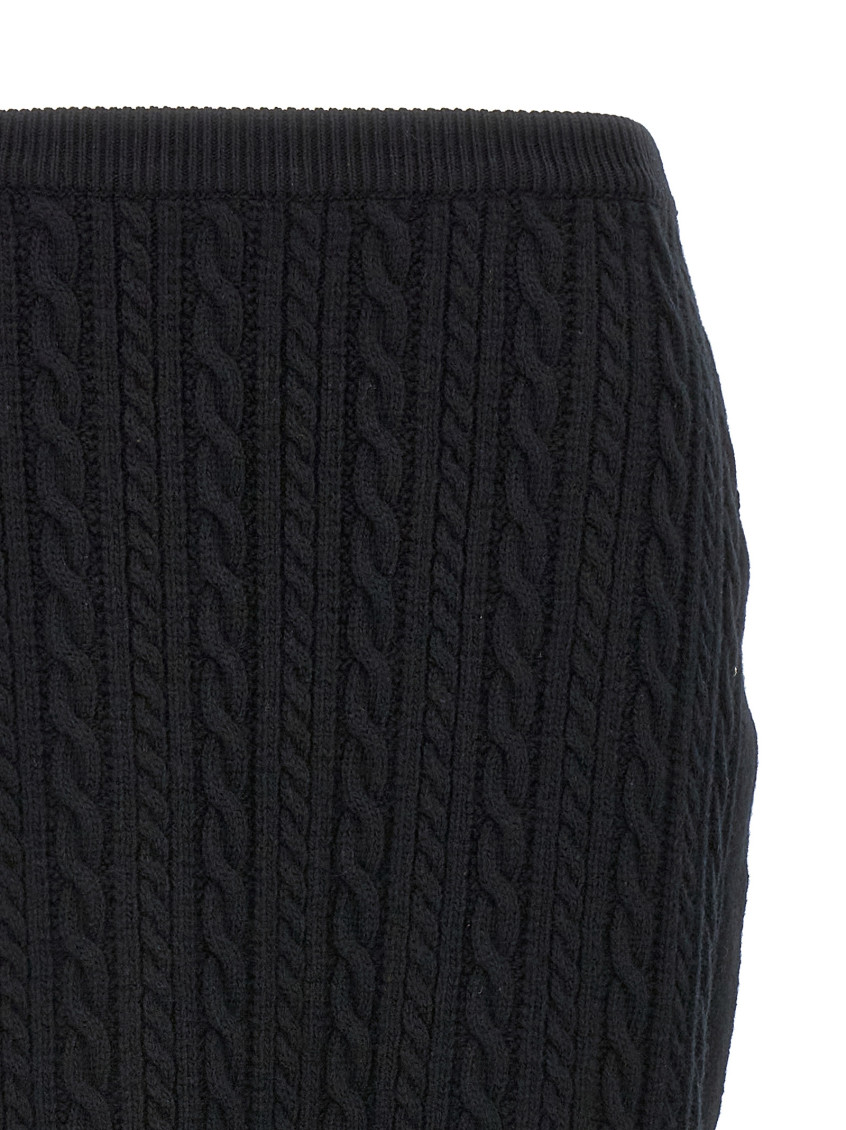 -Long Wool Skirt Gonne Nero-Donna