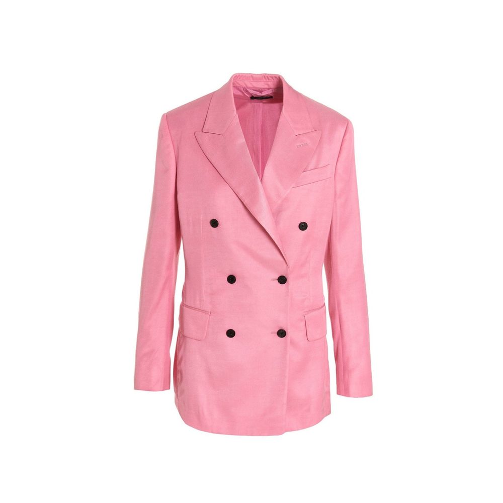 Double-Breasted Viscose Blazer — Pink