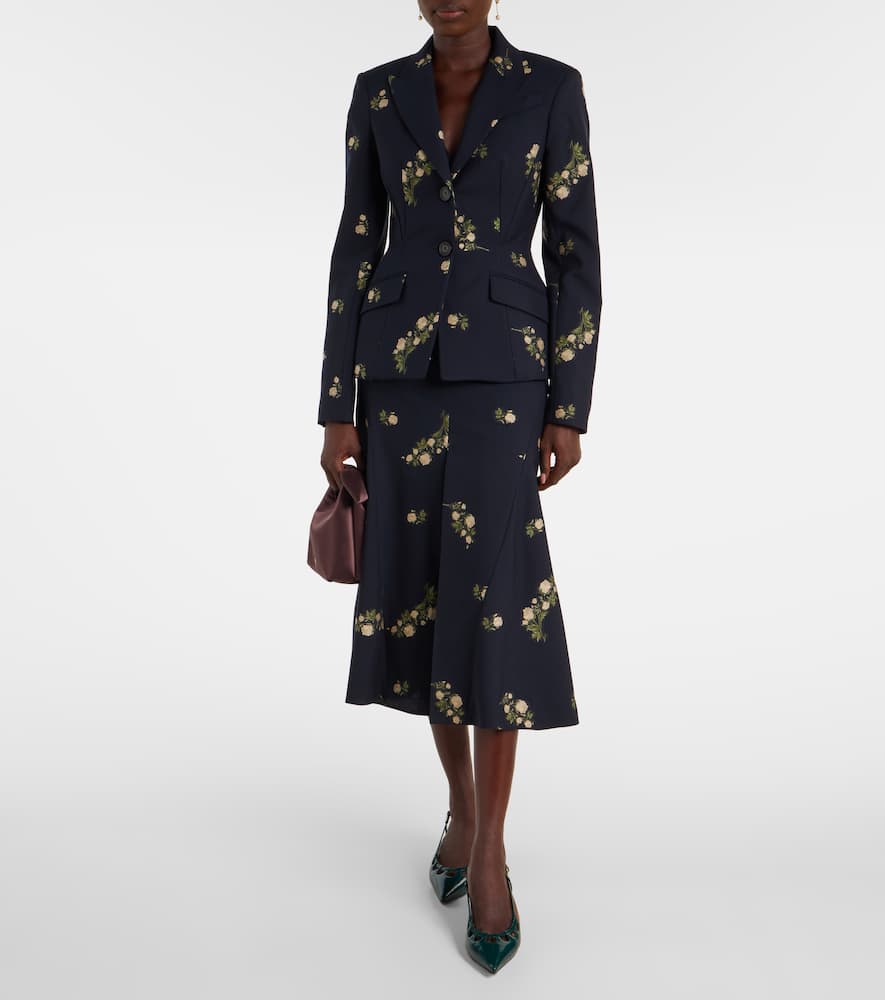 Floral jacquard midi skirt