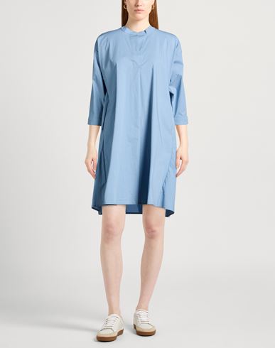 Woman Mini dress Slate blue Size 6 Cotton, Elastane