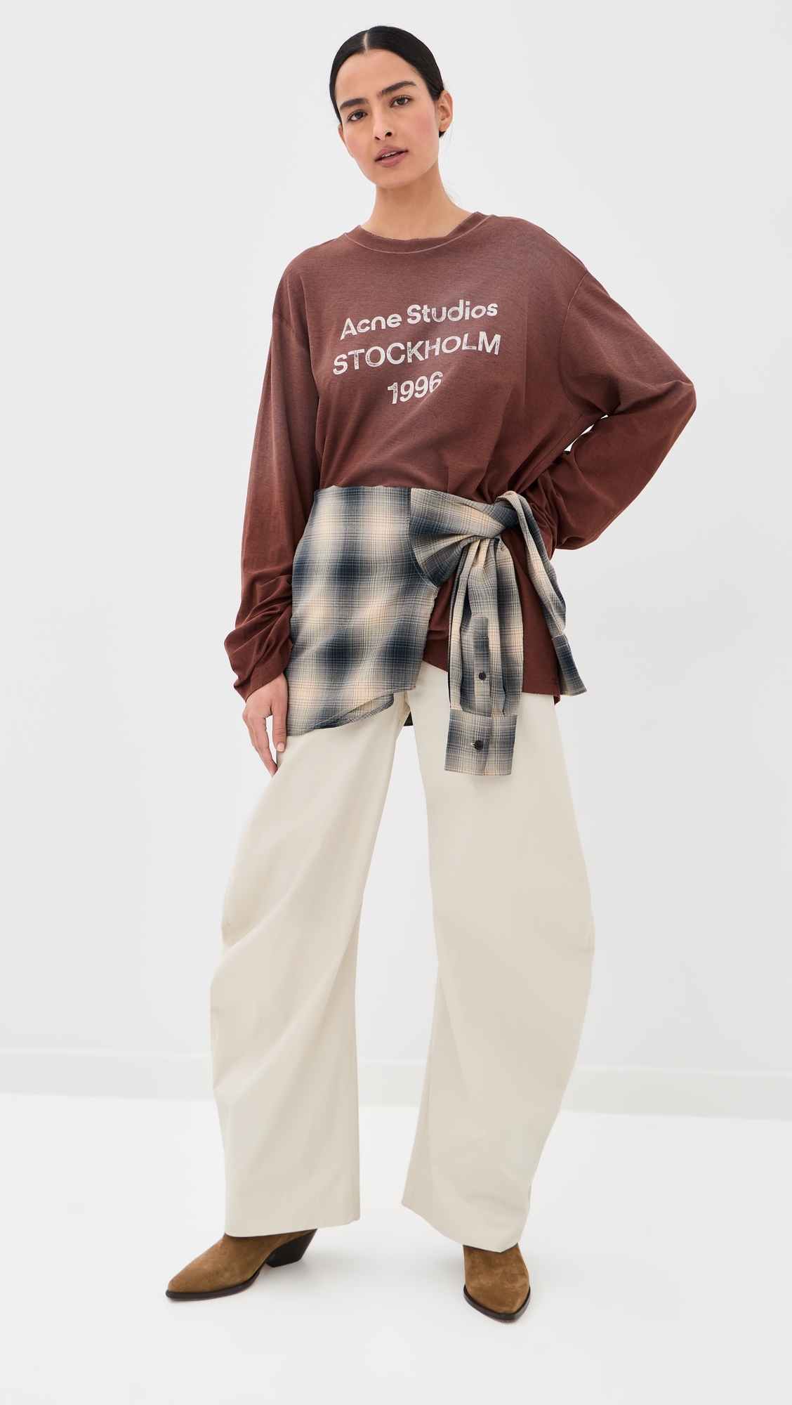 Barrel Leg Trousers Light Beige