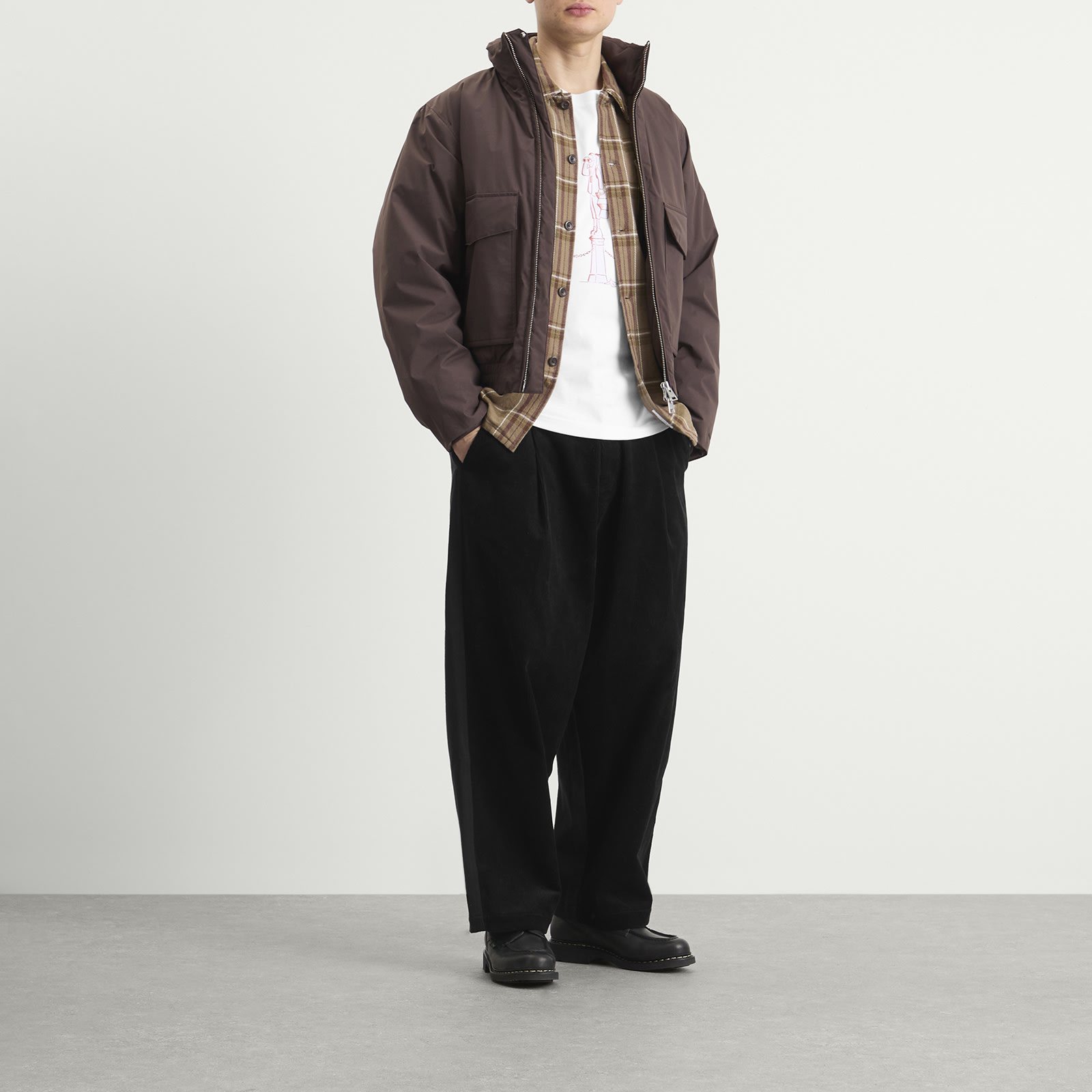 Men's Hjalmer Heavy Twill Check Overshirt Walnut