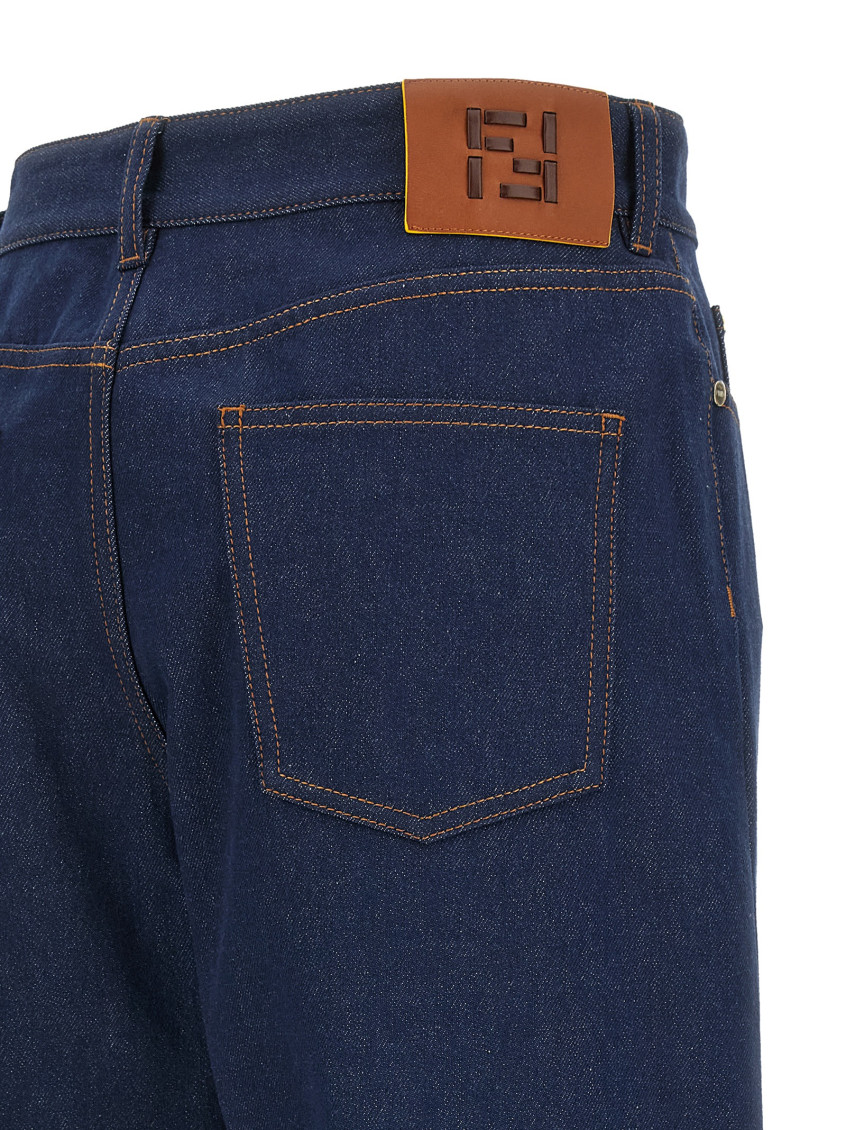 Fendi - denim jeans wide leg turn up cuff