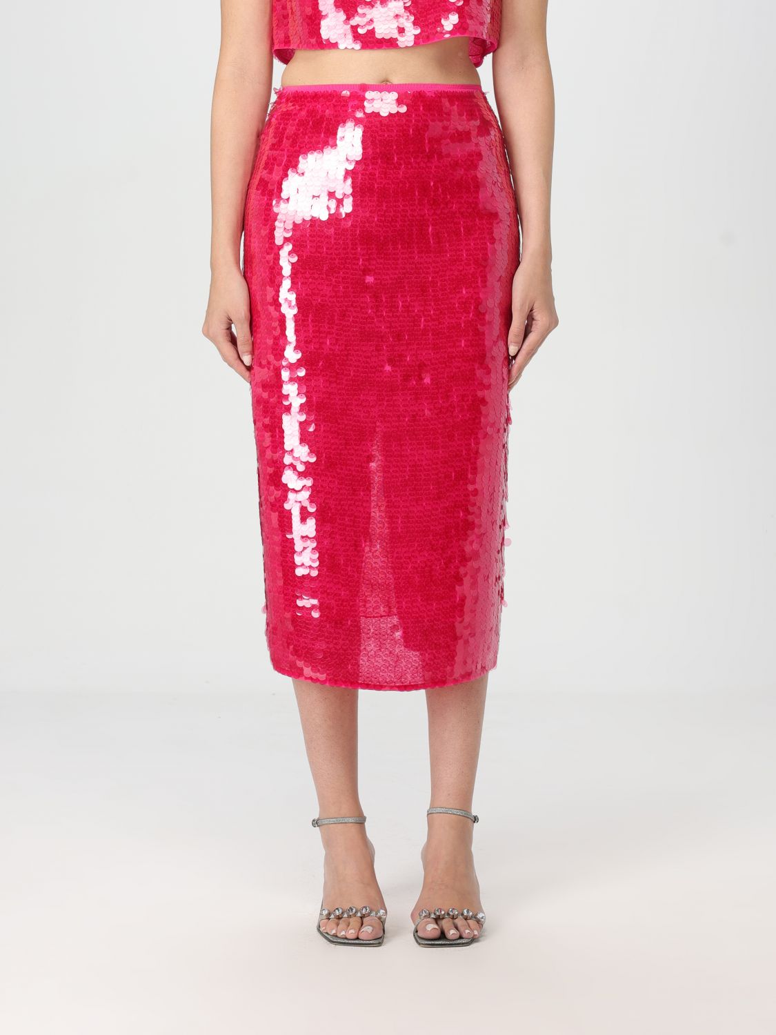 Sequin-embellished midi pencil skirt - Pink