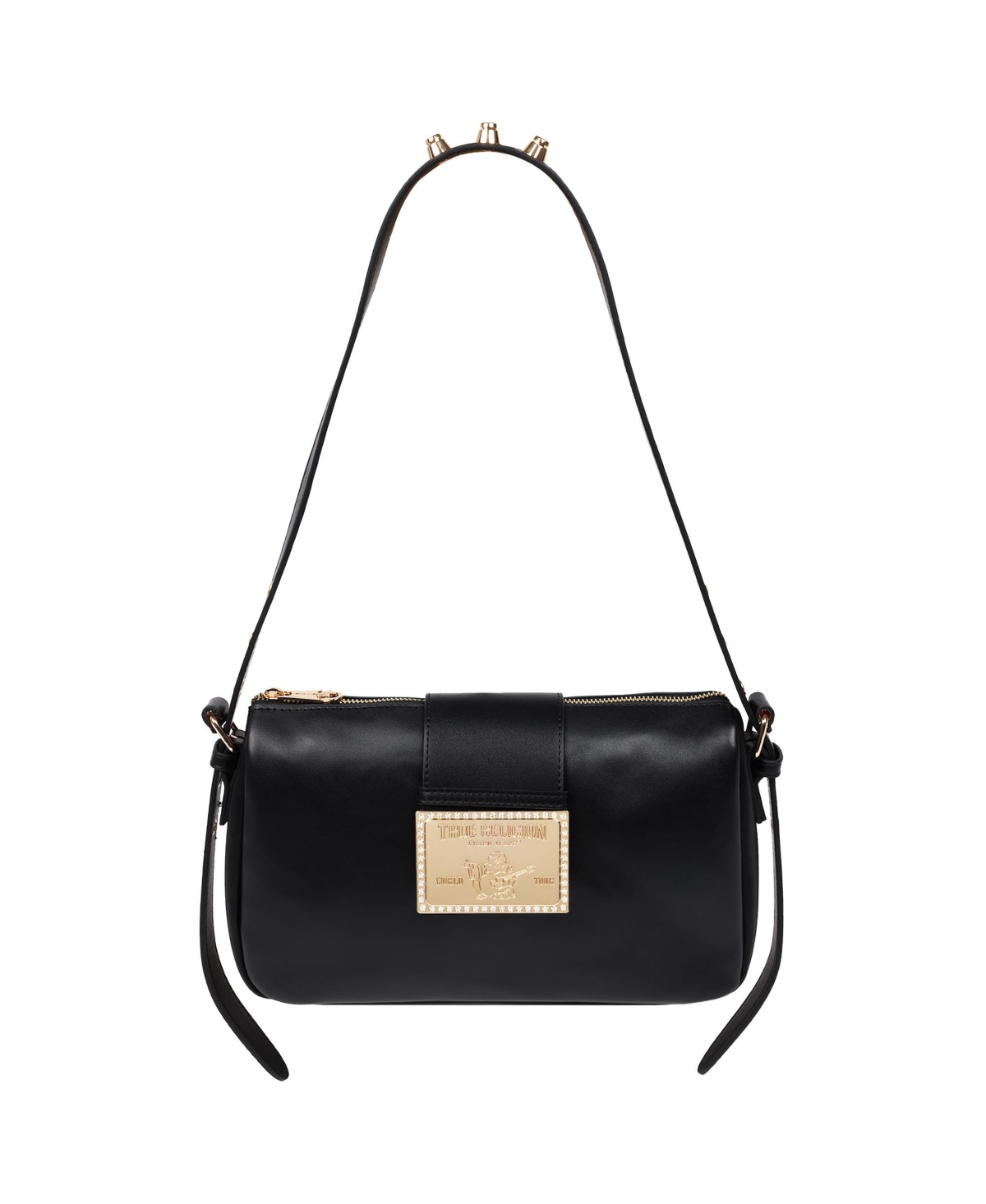East West Shoulder Bag with Belt Buckle Tab - Black