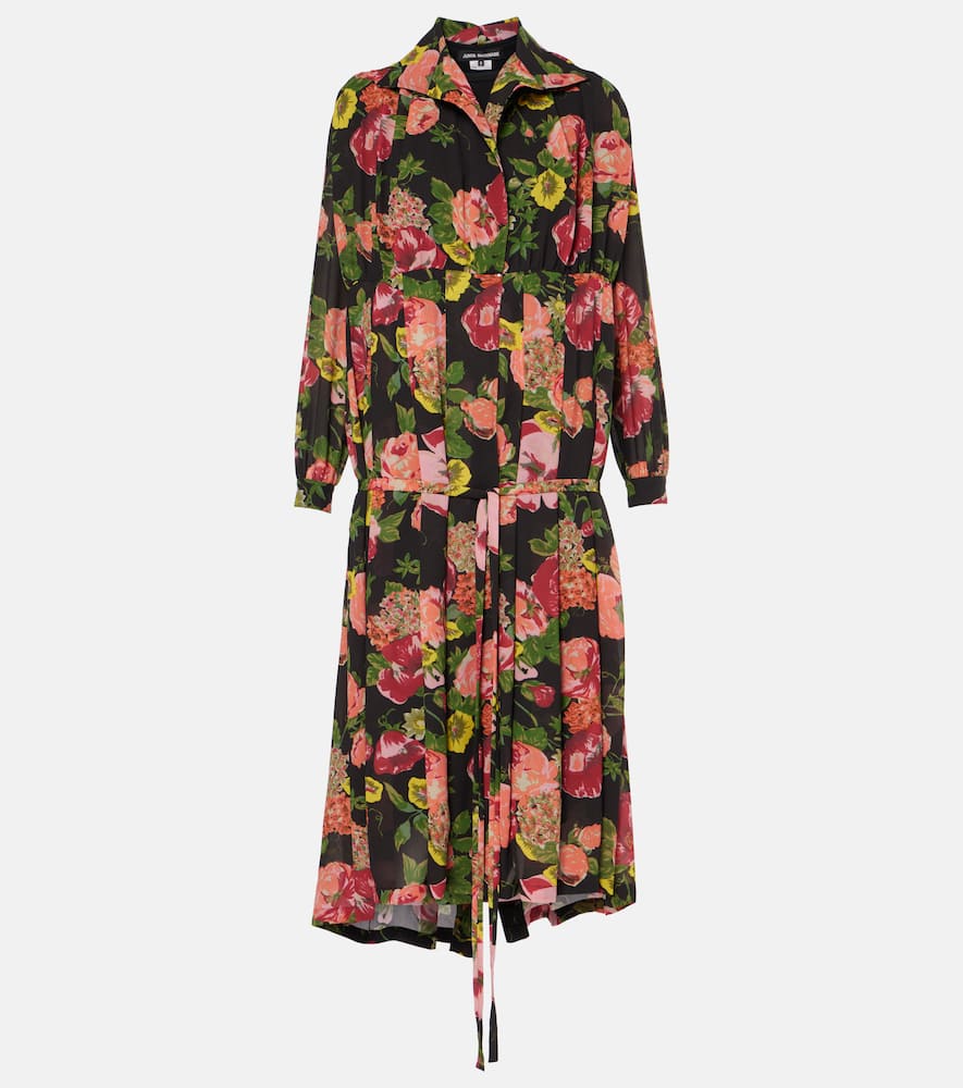 Georgette and jersey midi dress
