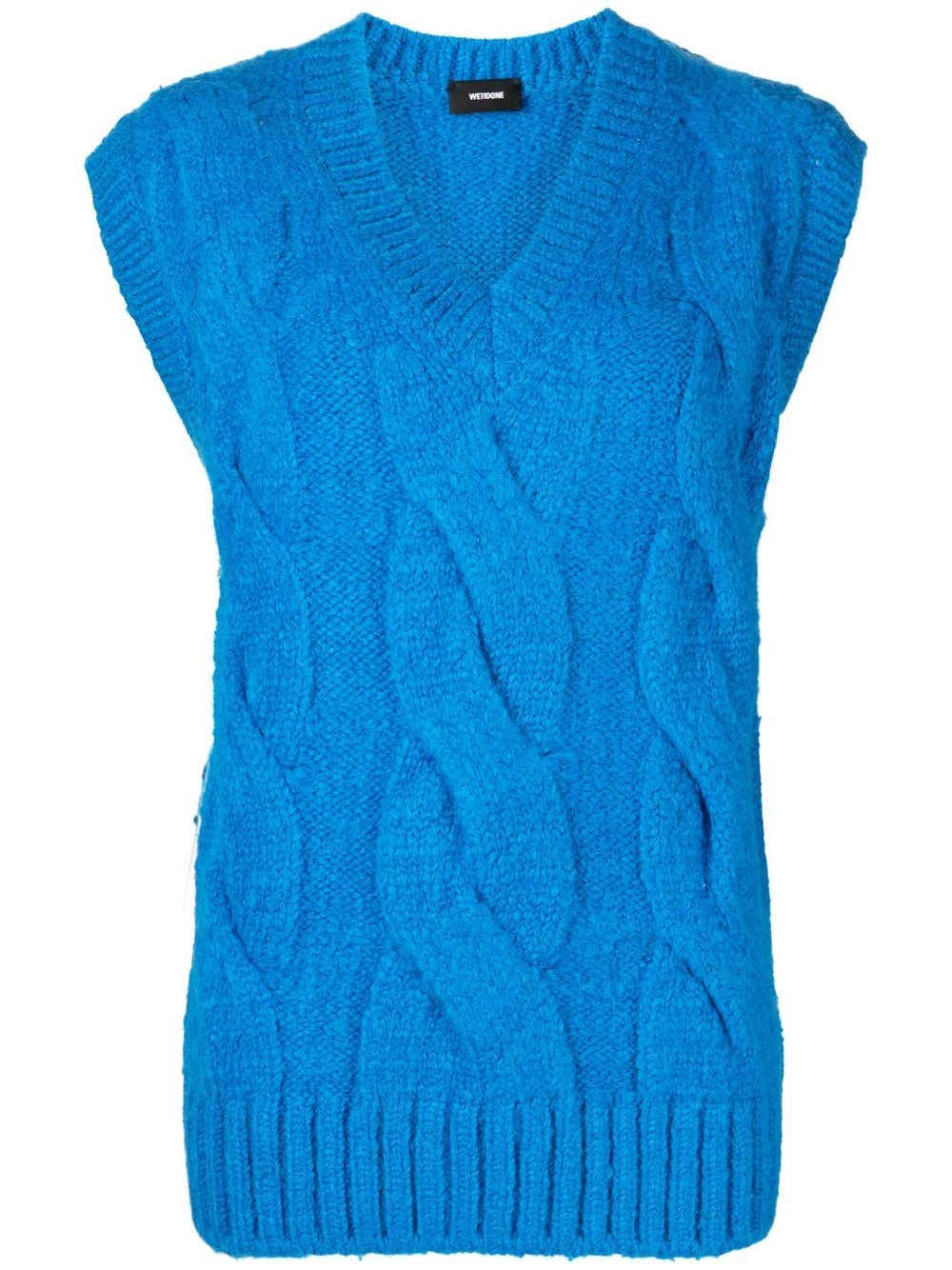 Cable-knit knitted vest - Blue