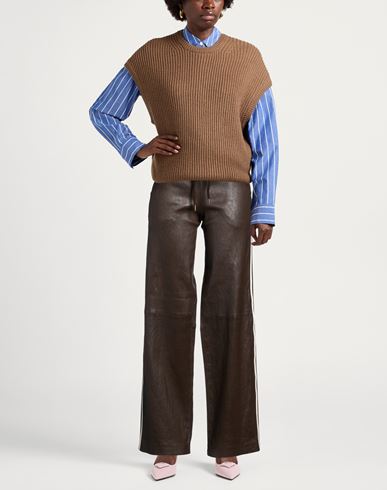 Woman Pants Dark brown Size S Lambskin