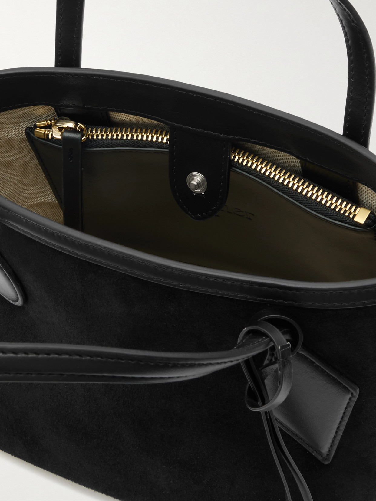 Sprout Micro Embellished Leather-trimmed Suede Tote - Black