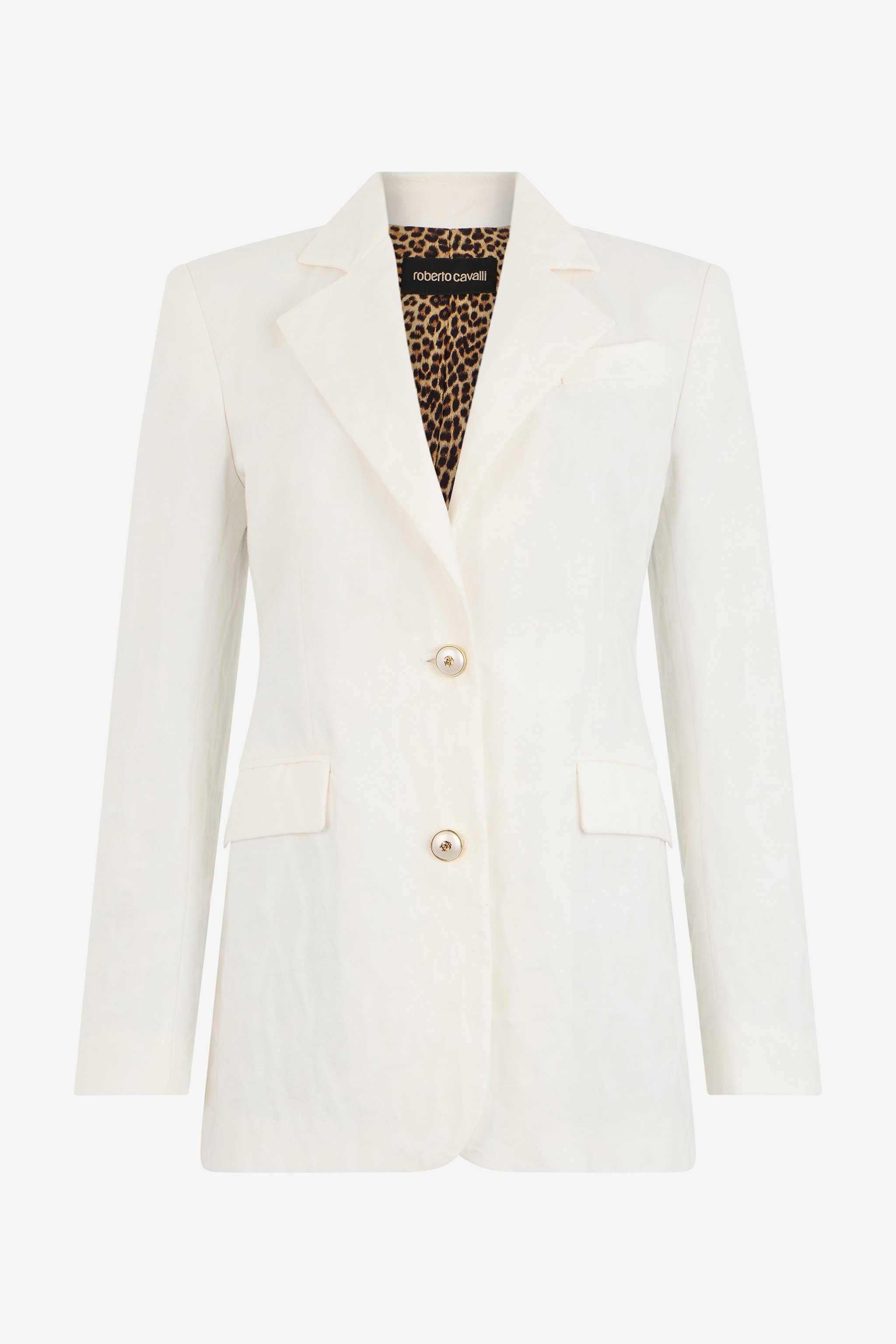 Cotton Jacquard Blazer With Leopard Print