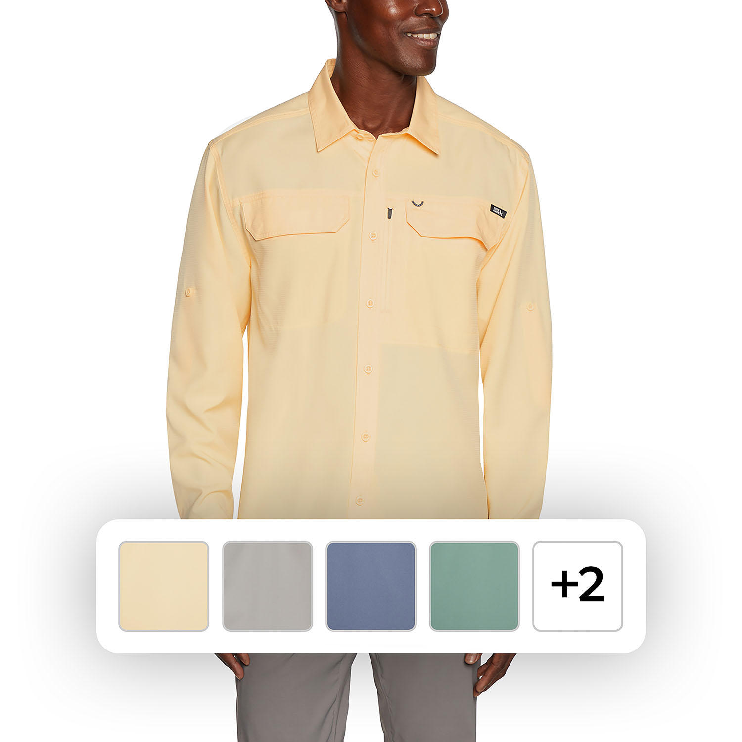 Men's Long Sleeve Woven Tech Shirt Yellow