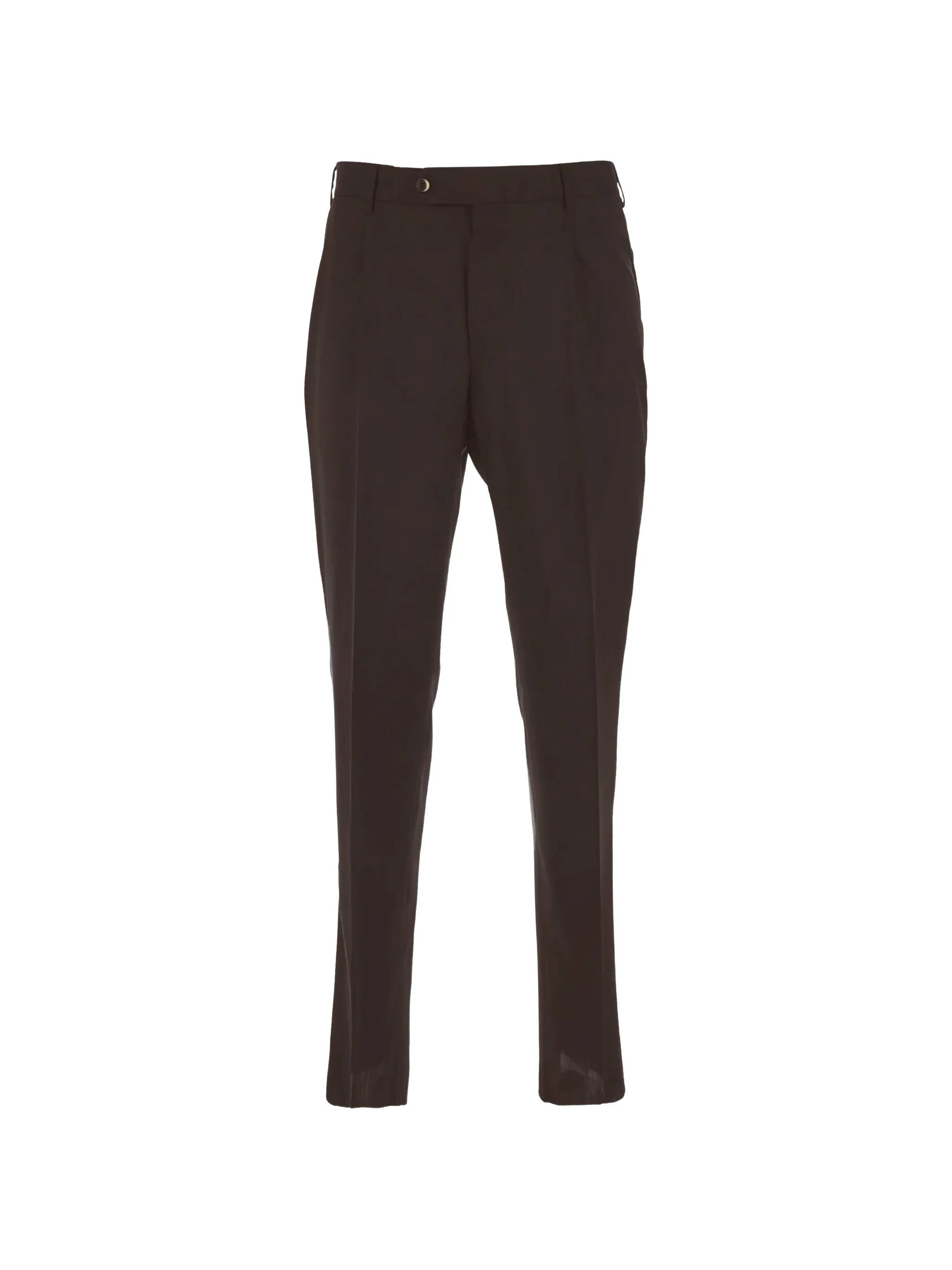 Virgin Wool Trousers with Relaxed Fit and Zip-Button Closure