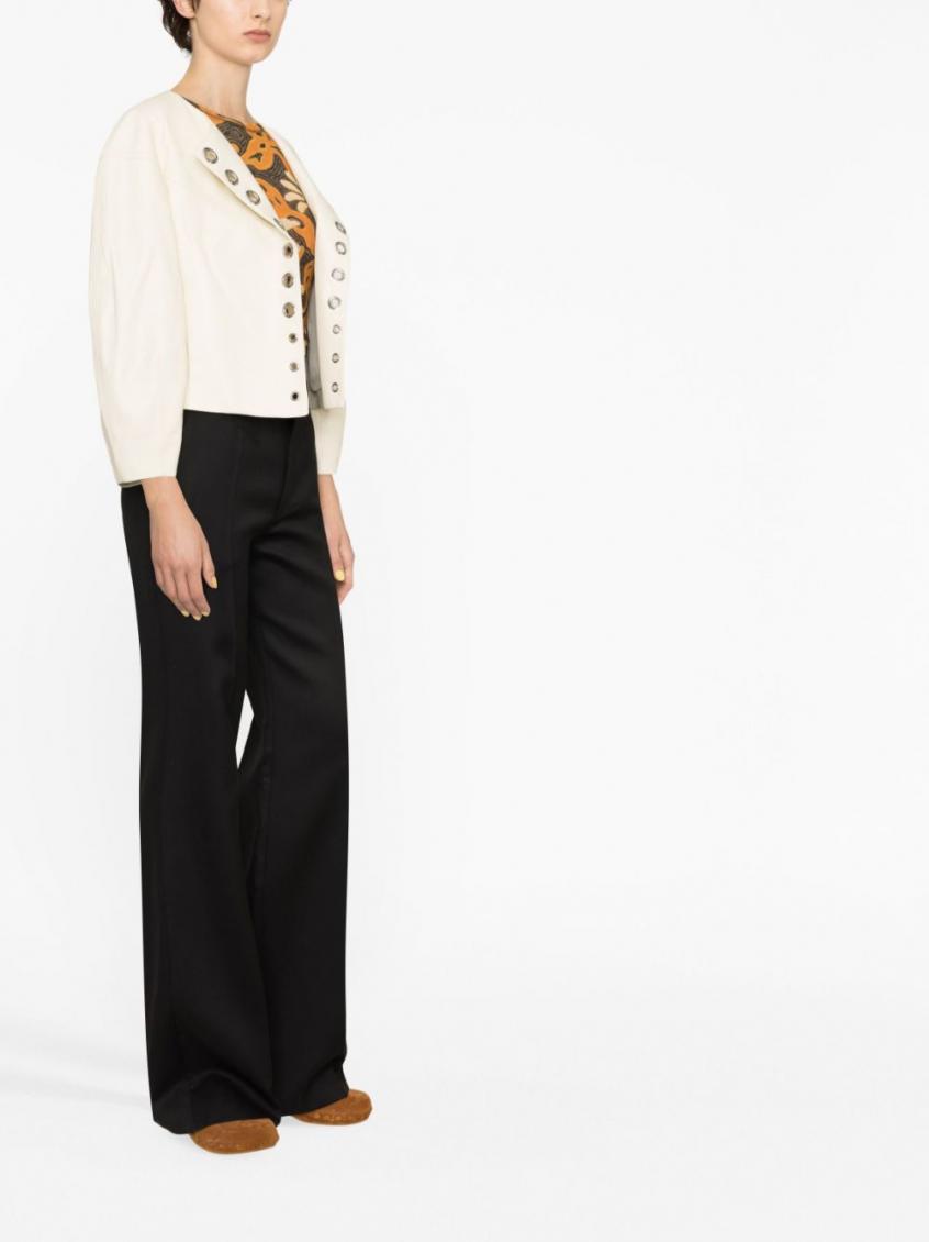 CHLOÉ- Flared Silk Blend Wool Trousers