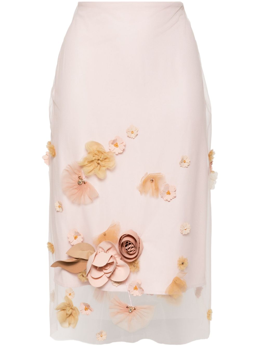 Floral-appliqué skirt - Pink