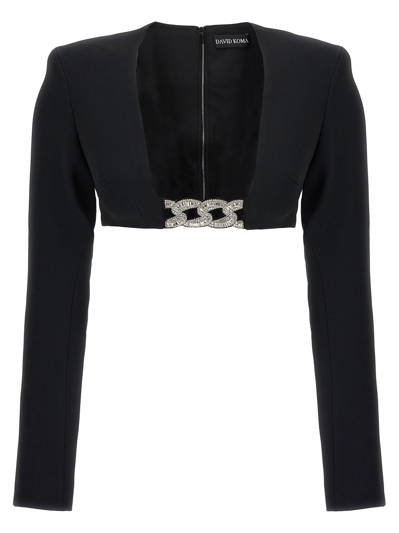 Crystal Chain and Square Neck Top — Black