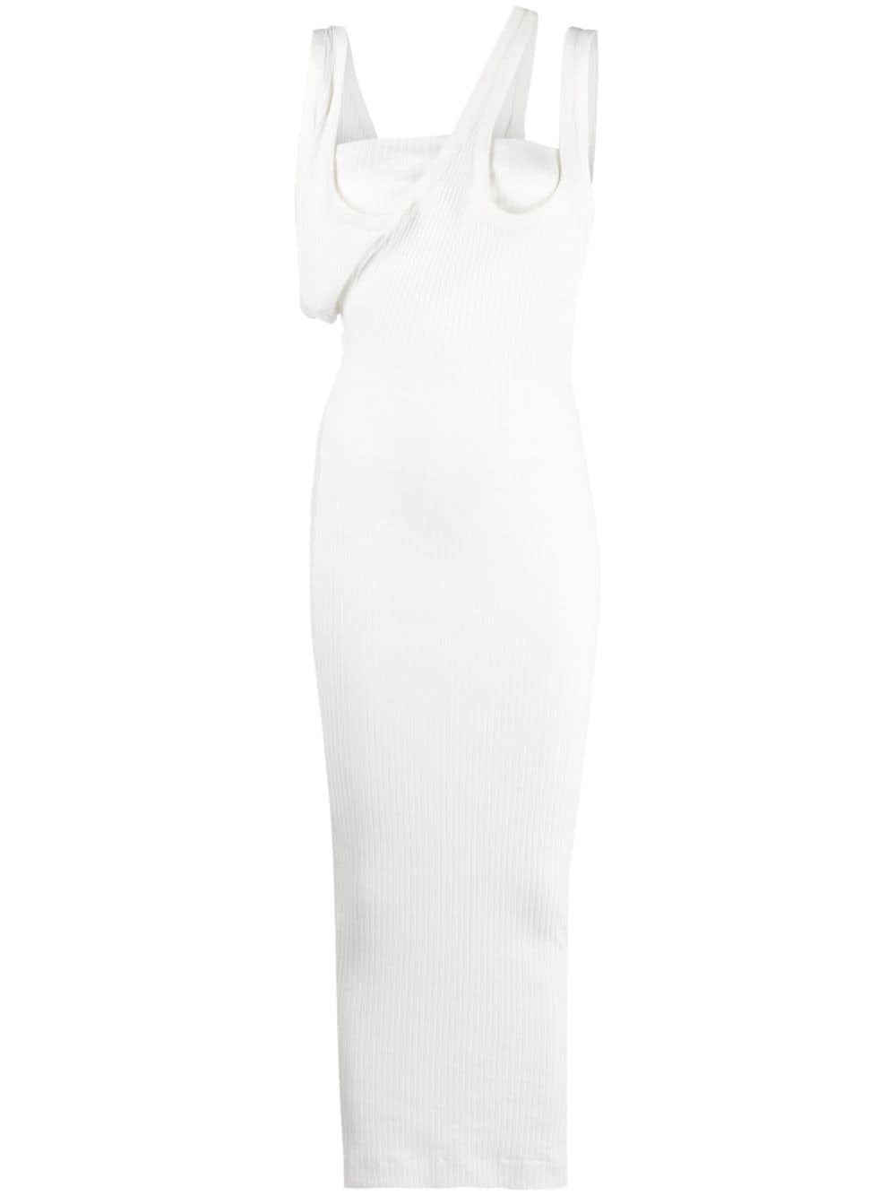 Ribbed Asymmetric Midi Dress
