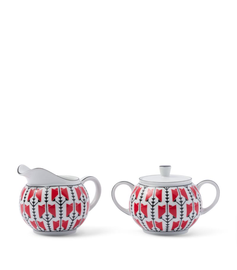 Porcelain Vienna Arrows Creamer Jug and Sugar Pot Set