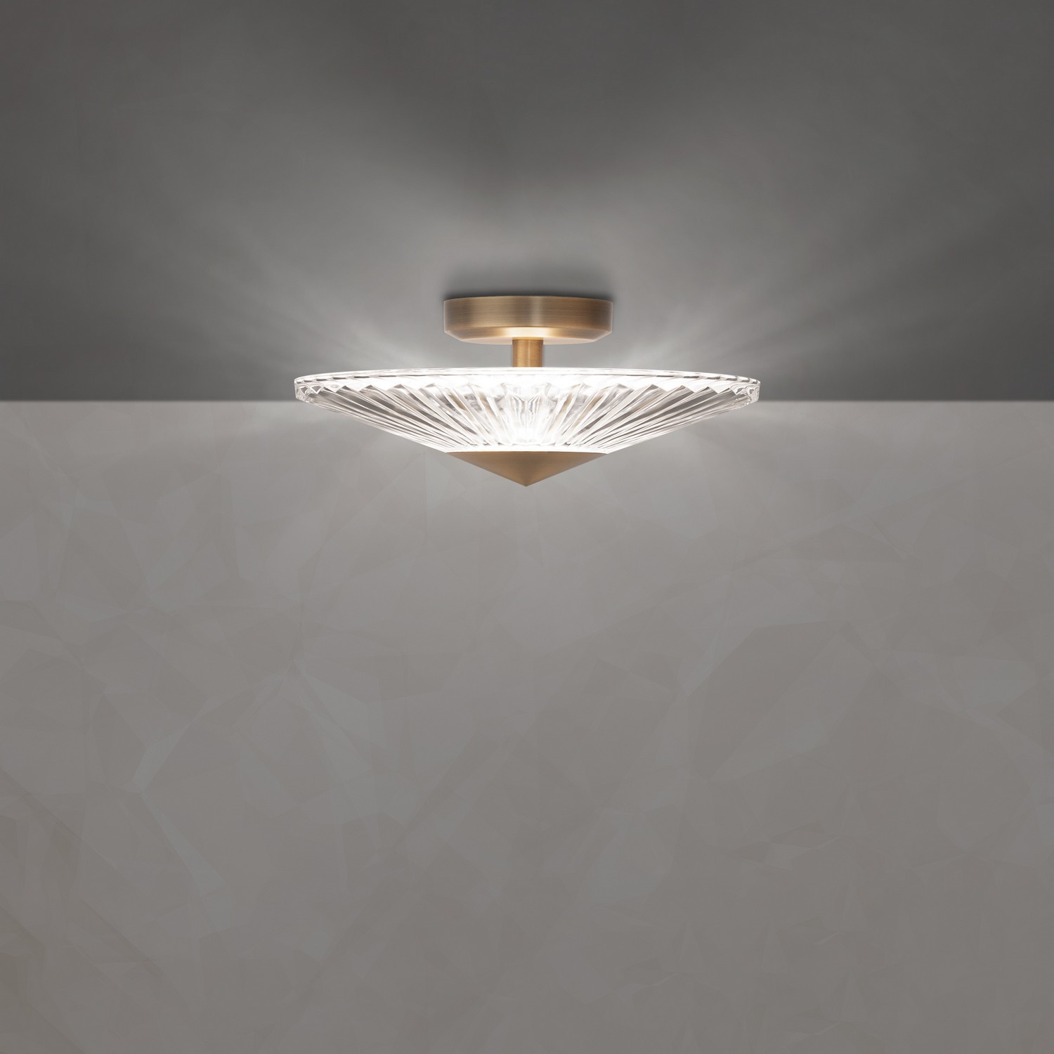 Origami LED Semi-Flush Ceiling Light in Aged Bra